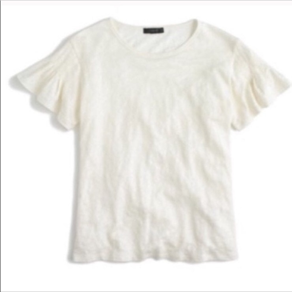 New J. Crew Linen Ruffle Sleeve Tee (M)